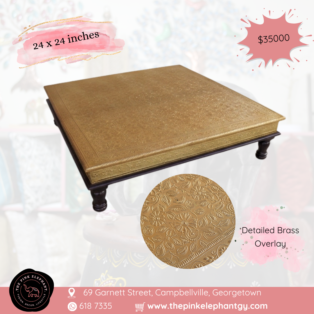 Brass Fitted Puja Table Chowki 24"