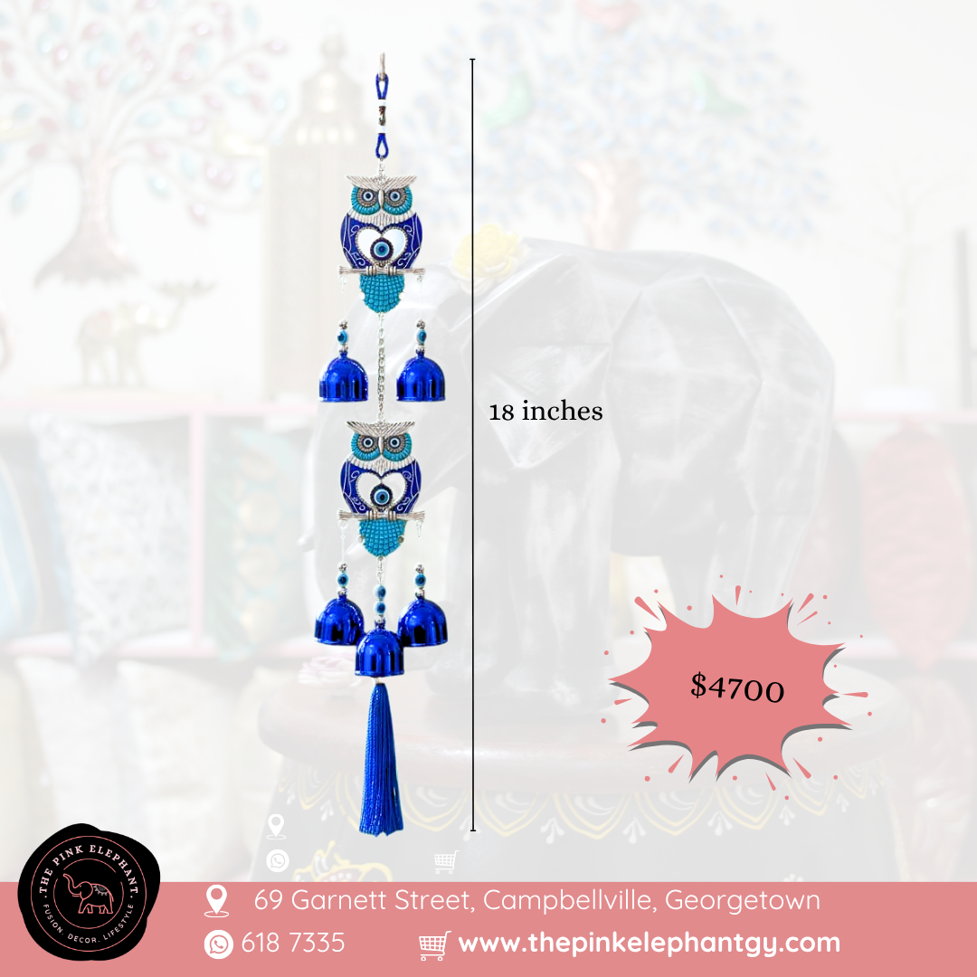 Blue Evil Eye Owl Windchime
