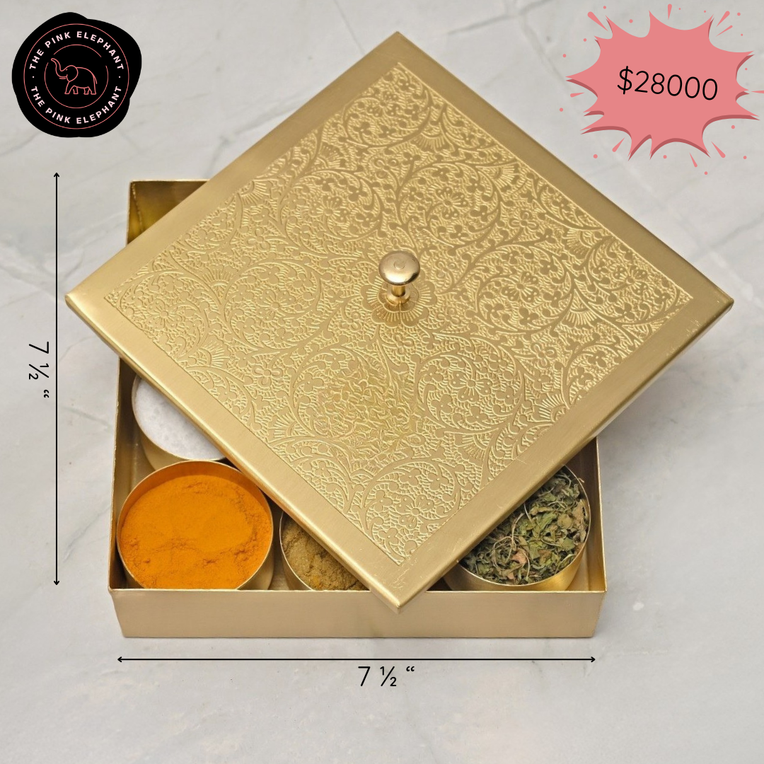 Square Brass Spice Box