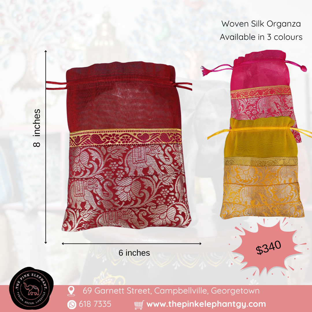 Elephant Silk Organza Gift Bag 6" x 8"