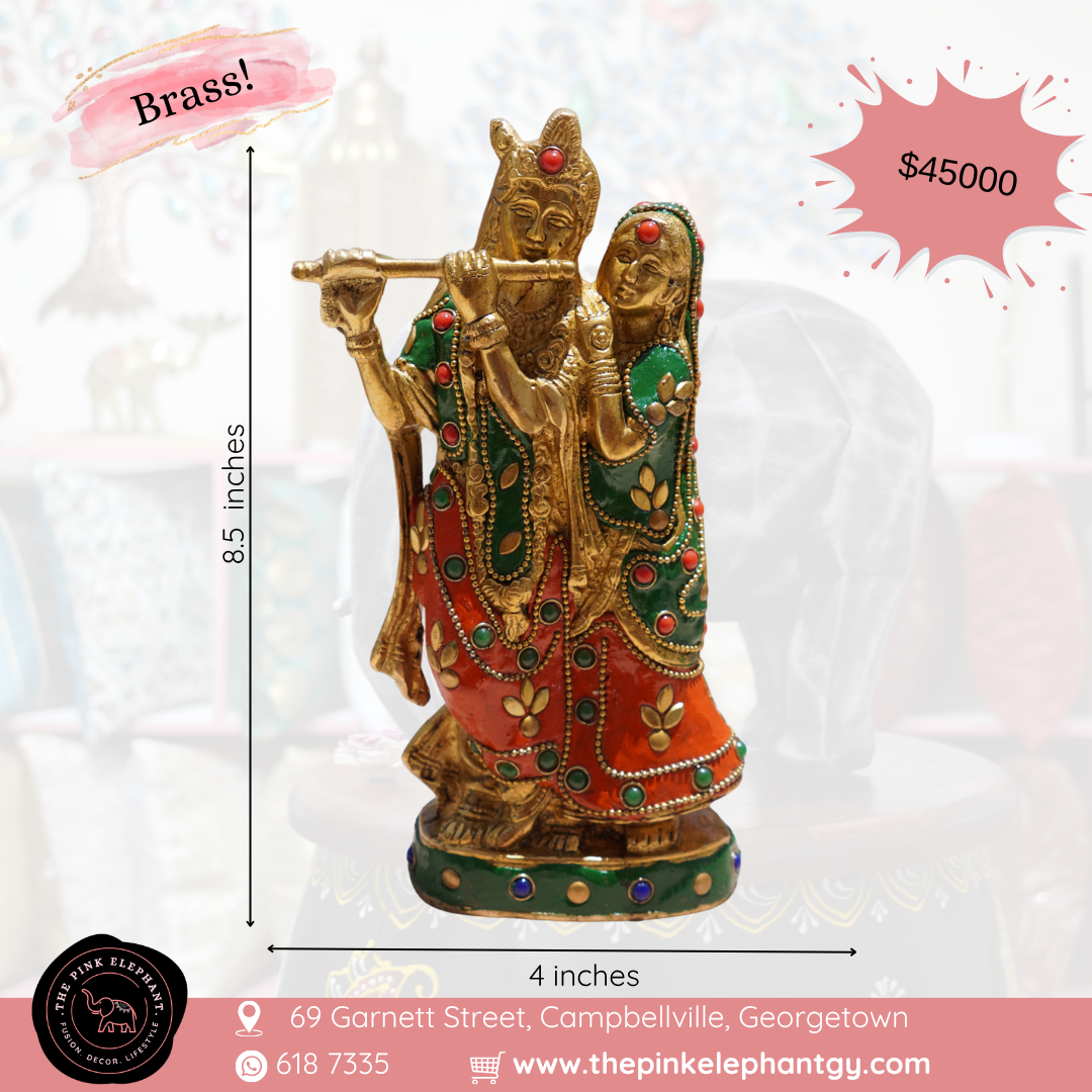 Brass Radha Krishna Statue Stones