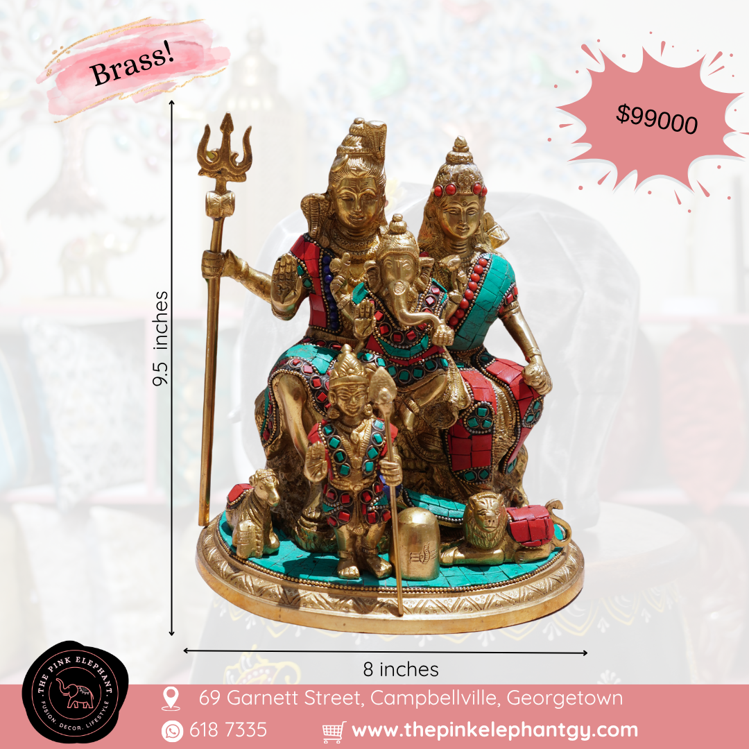 Brass Shiva Parivar Statue - Large Stones