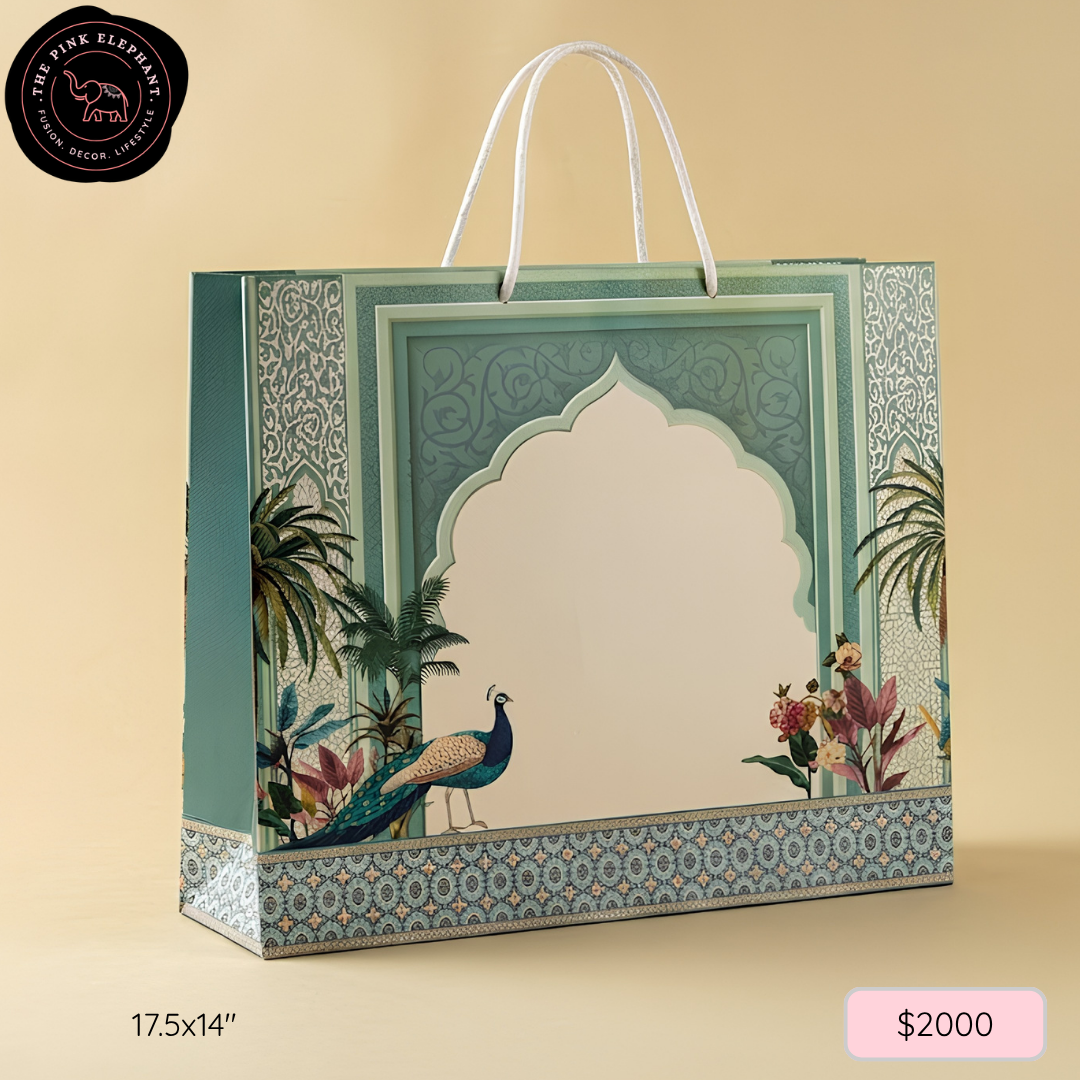 Peacock Garden Gift Bag Large 17.5" x 14" x 4"