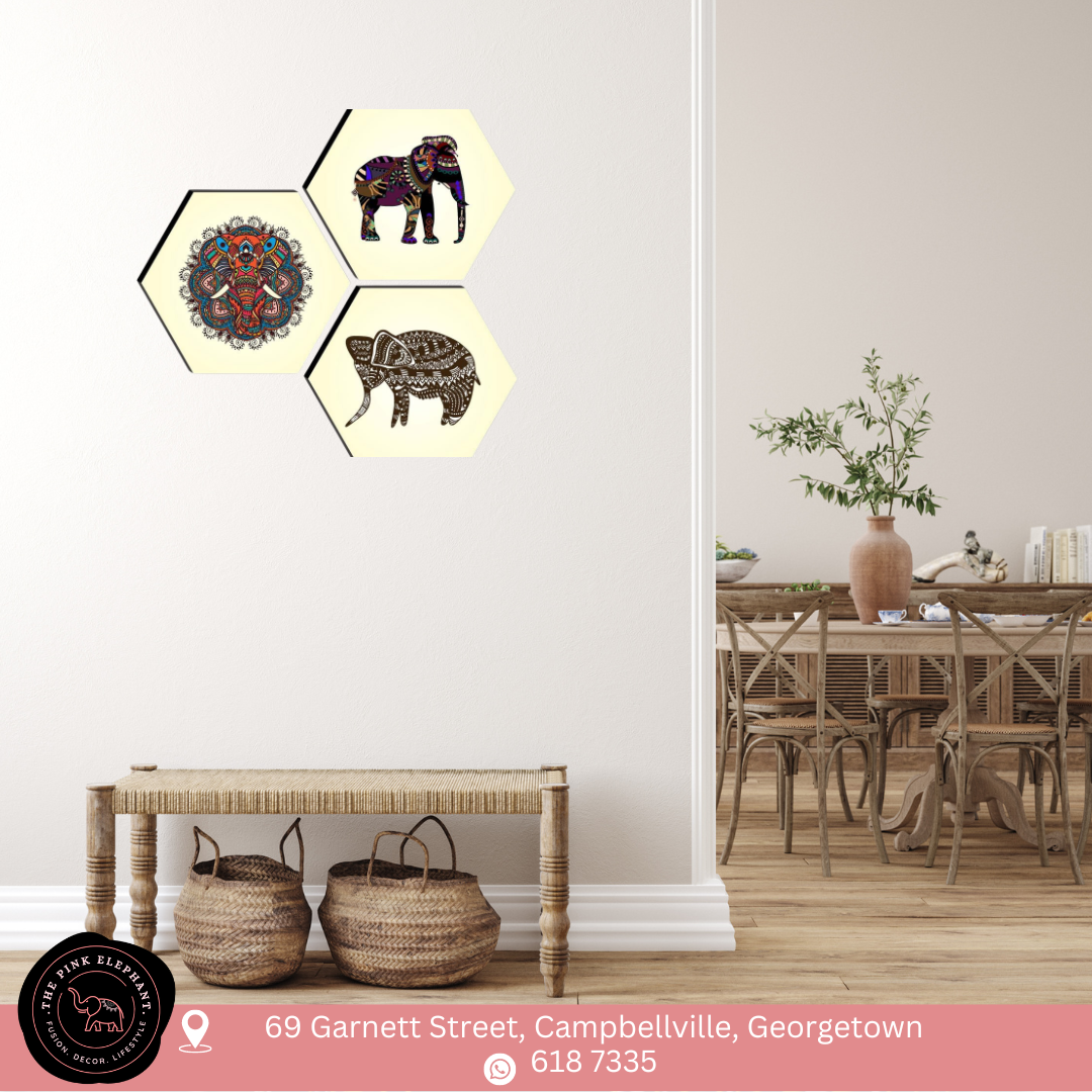 Elephant Wall Art Decor (set of 3)