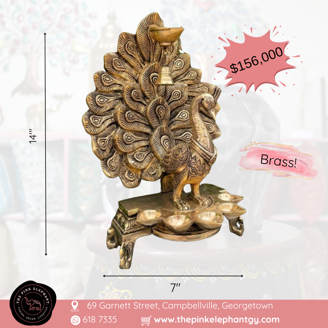 Large Brass Peacock Table Top Decor