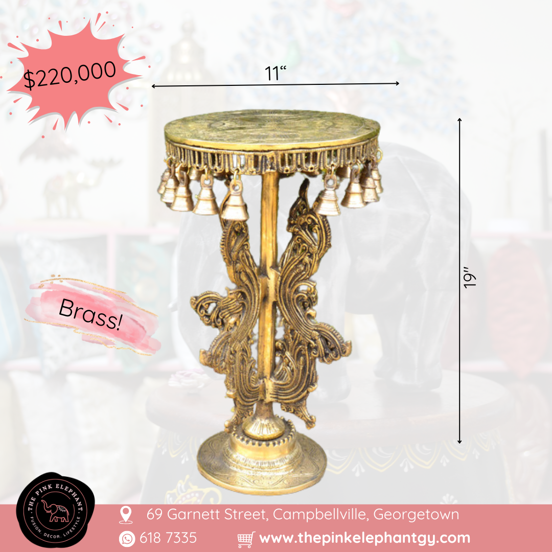 Large Brass Pedestal Stool