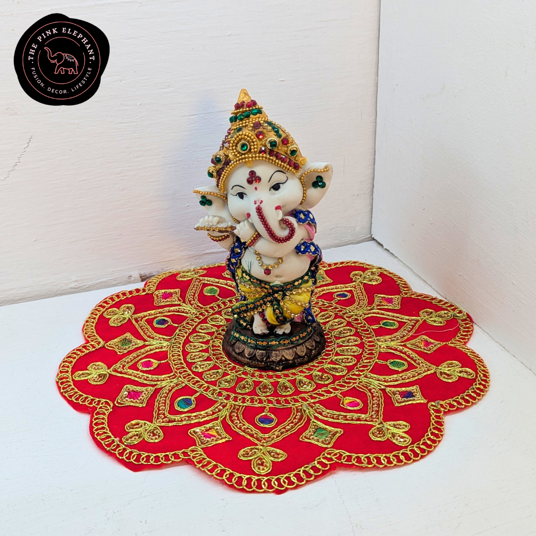 Round Multicolour Swastika Puja Cloth-10"