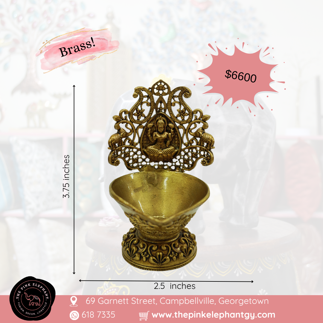 Brass Laxmi Diya Engraved Base