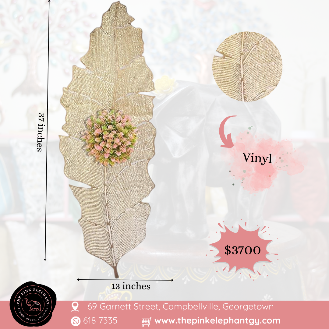 Light Gold Banana Leaf Vinyl Table Runner