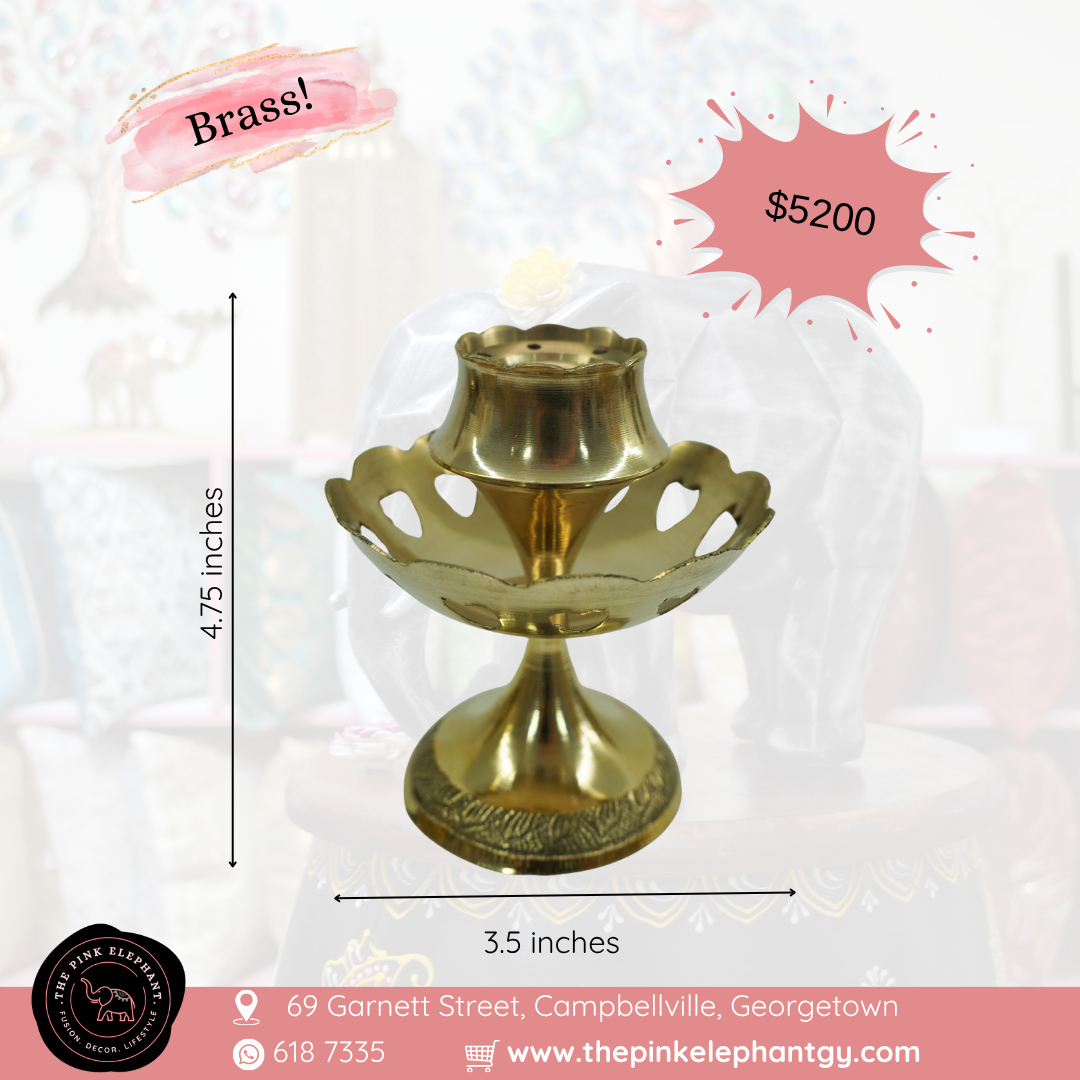 Brass Lotus Incense Holder w Plate
