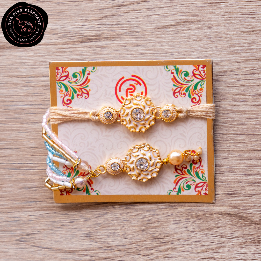 Royal Jodi Bhaiya Bhabi Rakhi Set 2-Ivory 929