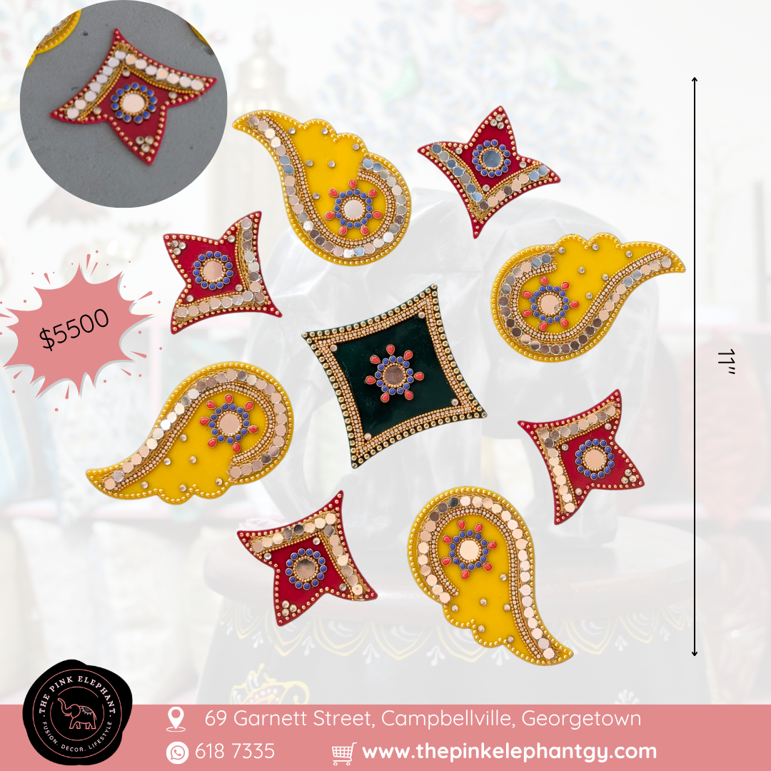 Yellow and Red Lily Acrylic Rangoli 11" AR02