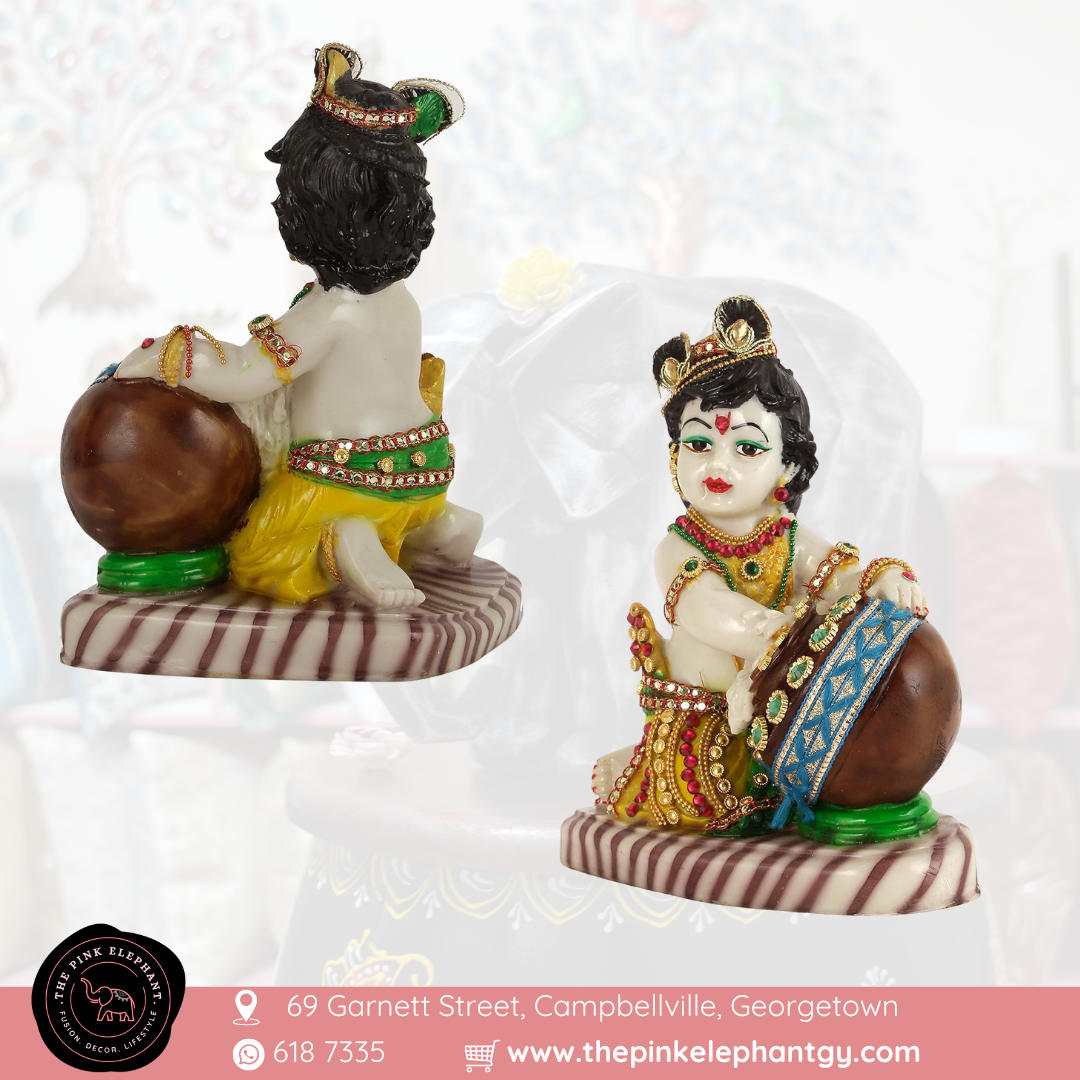 Baby Krishna Makhan Ceramic Statue