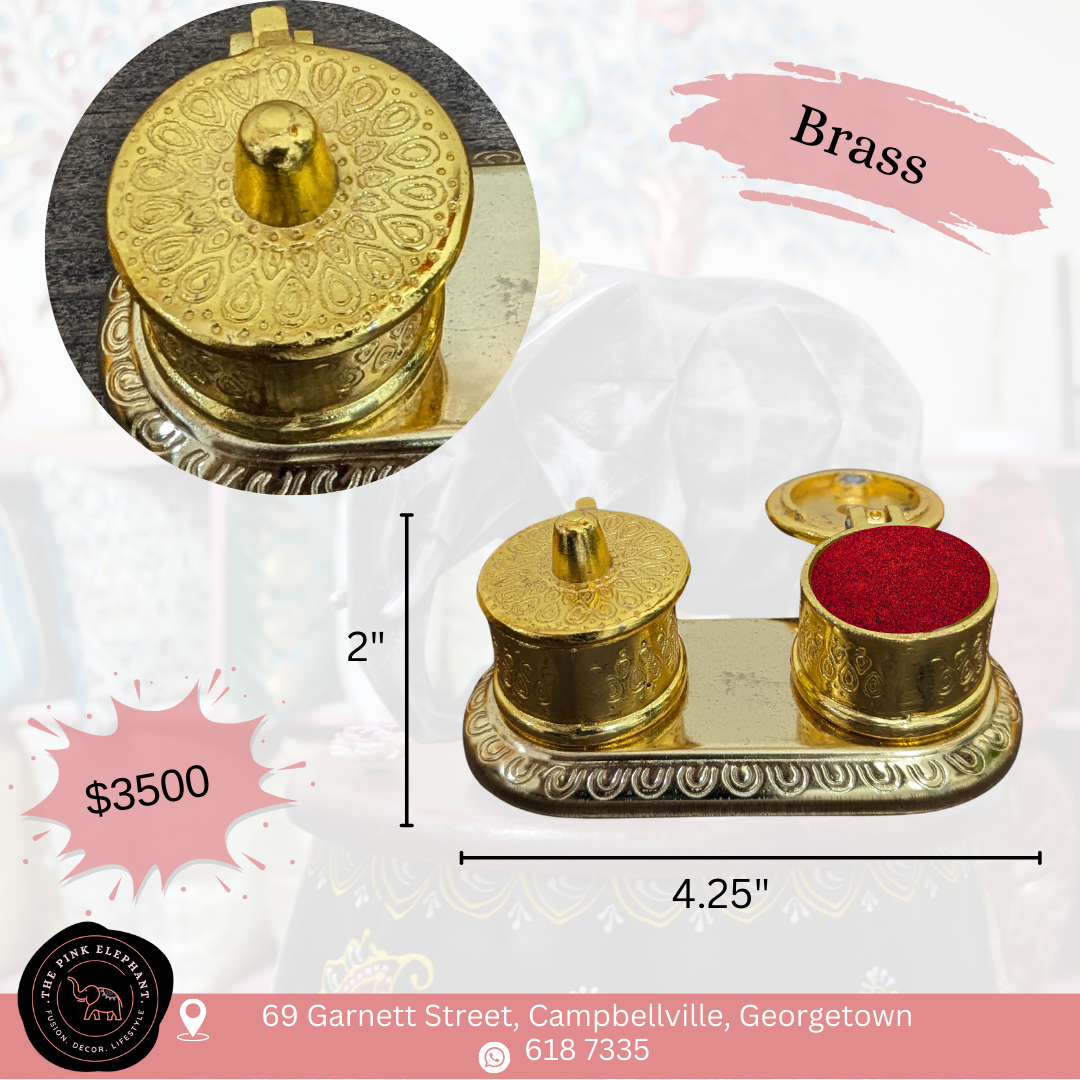 Gold Dual Sindoor & Kumkum Holder