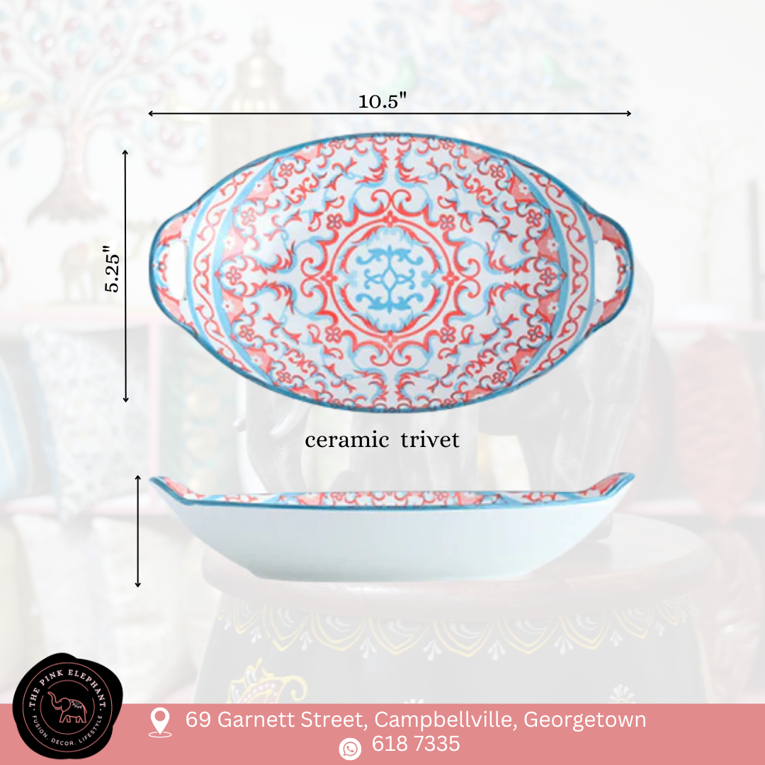 Decorative Oval Serving Platter with Handle