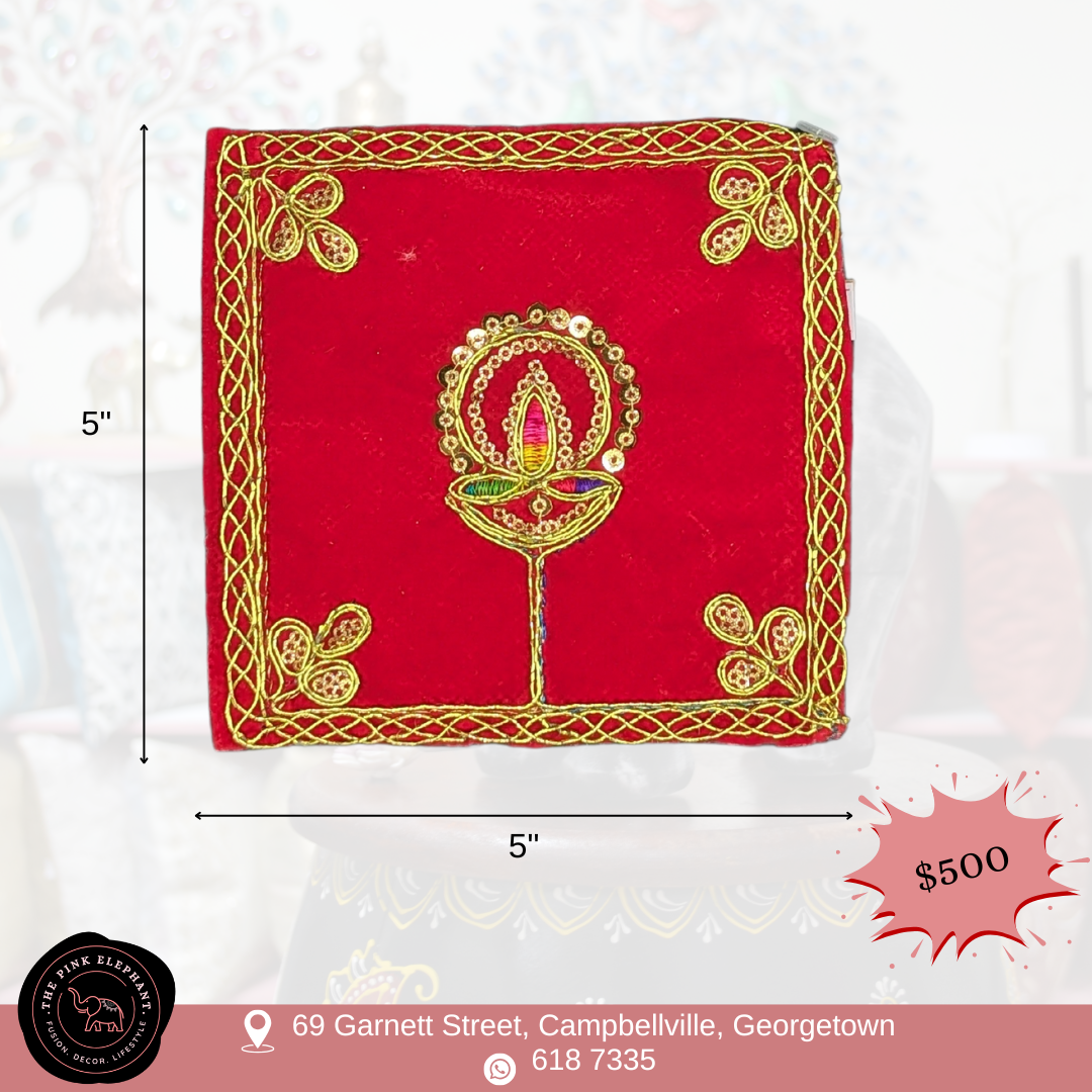 Red Square Diya Altar Cloth