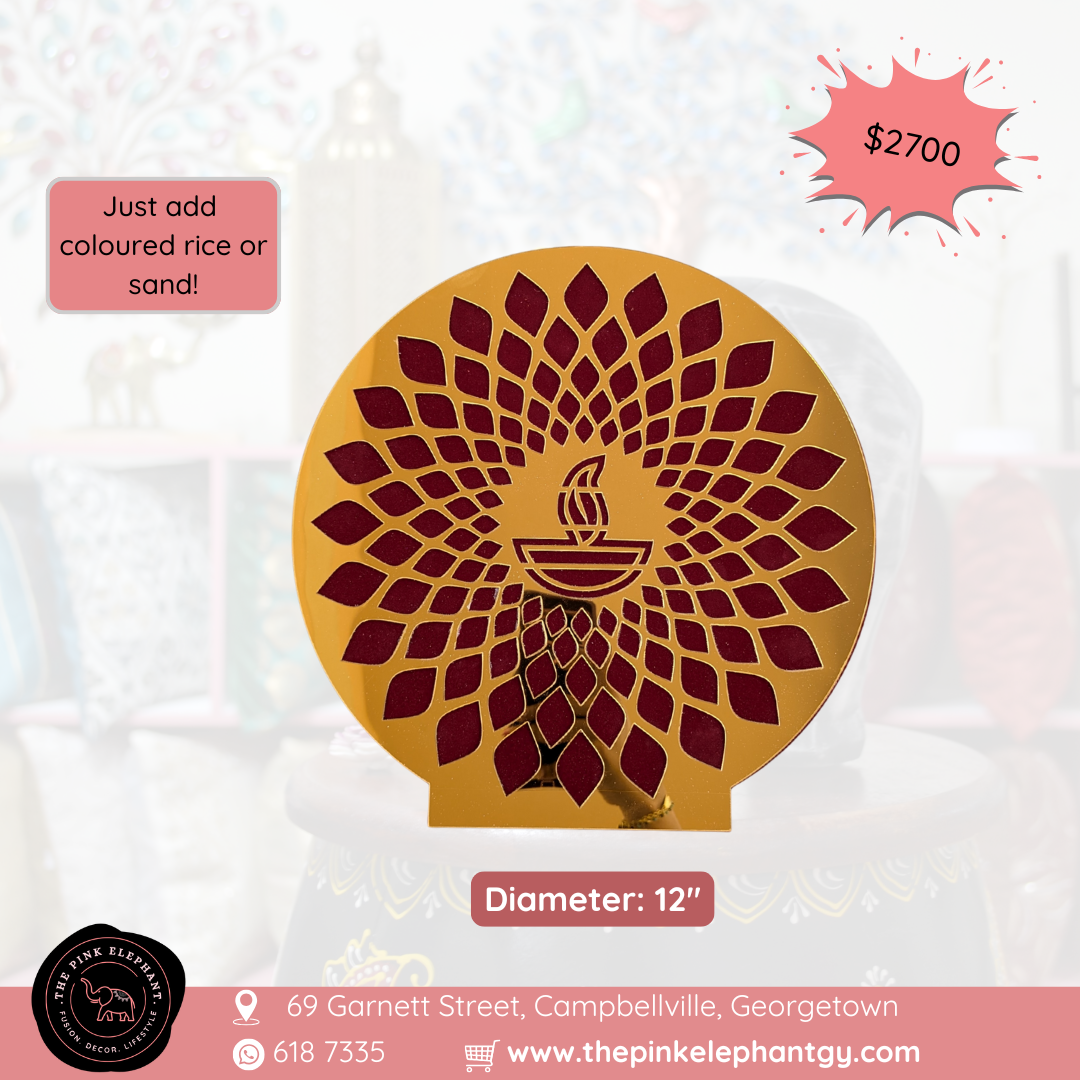 MDF Rangoli Stencil - Gold Diya 12"