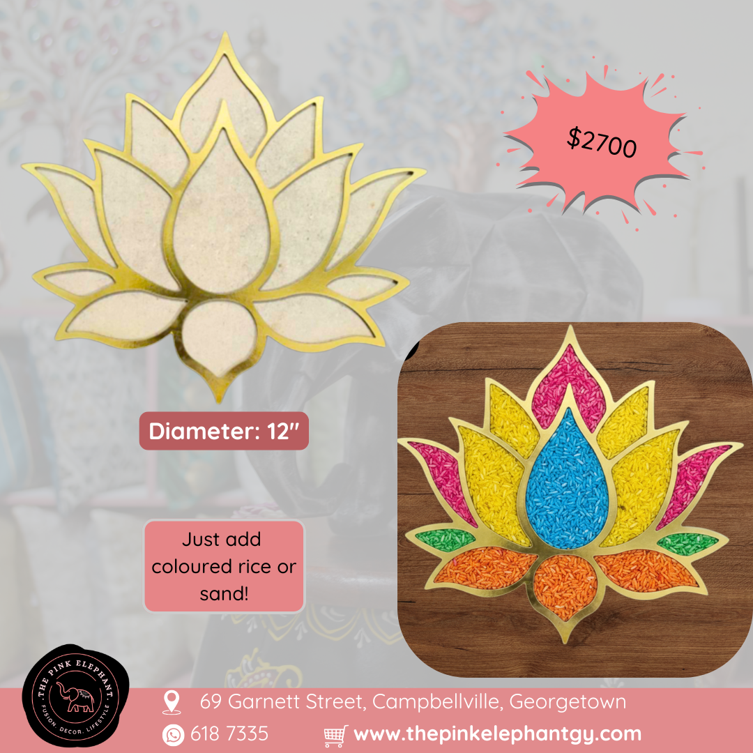MDF Rangoli Stencil - Gold Lotus 12"