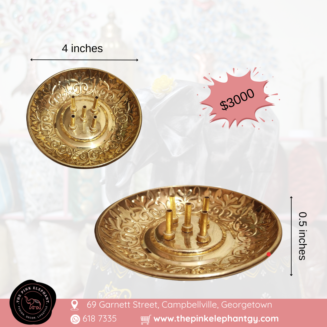Gold Round Motif Incense Holder
