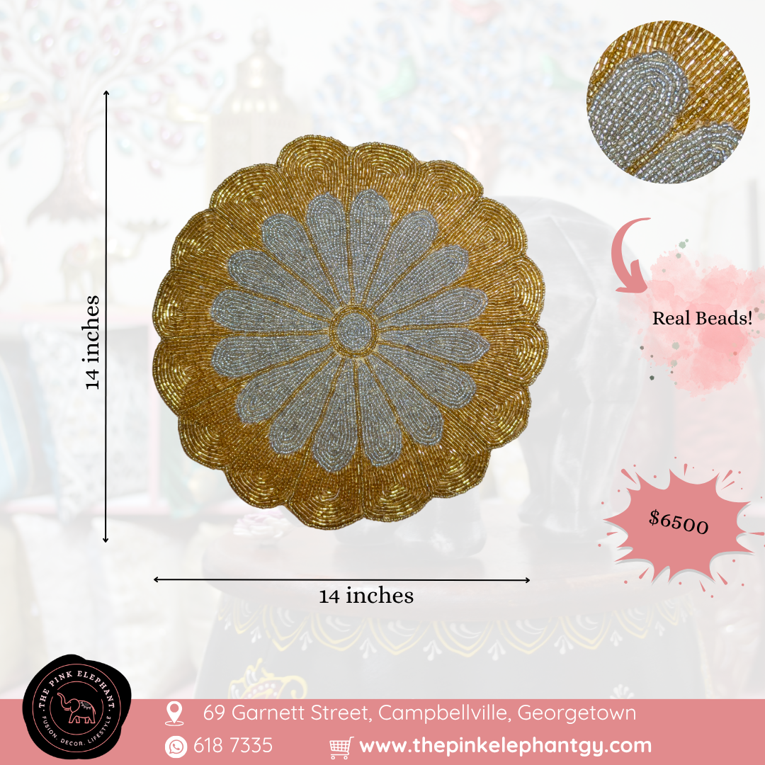 Gold and Silver Beaded Table Mat