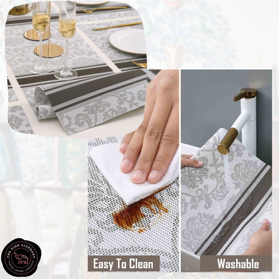 Grey PVC Damask Placemat