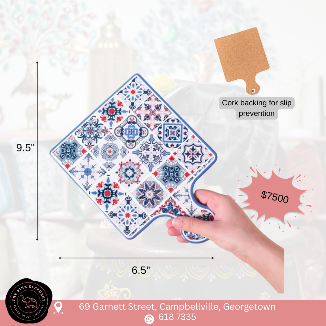 Light Blue Square Trivet with Handle