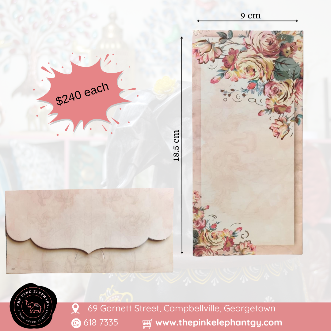 Floral Beige and Gold Embossed Envelope