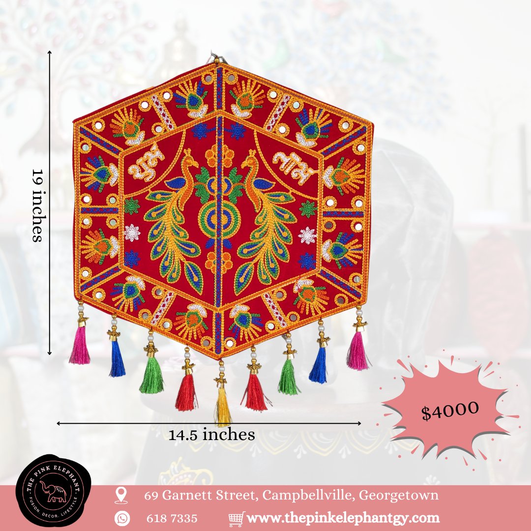 Peacock Hex Wall Hanging