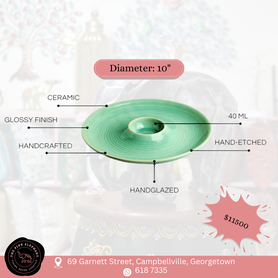 Sea Green Ceramic Chip and Dip Platter
