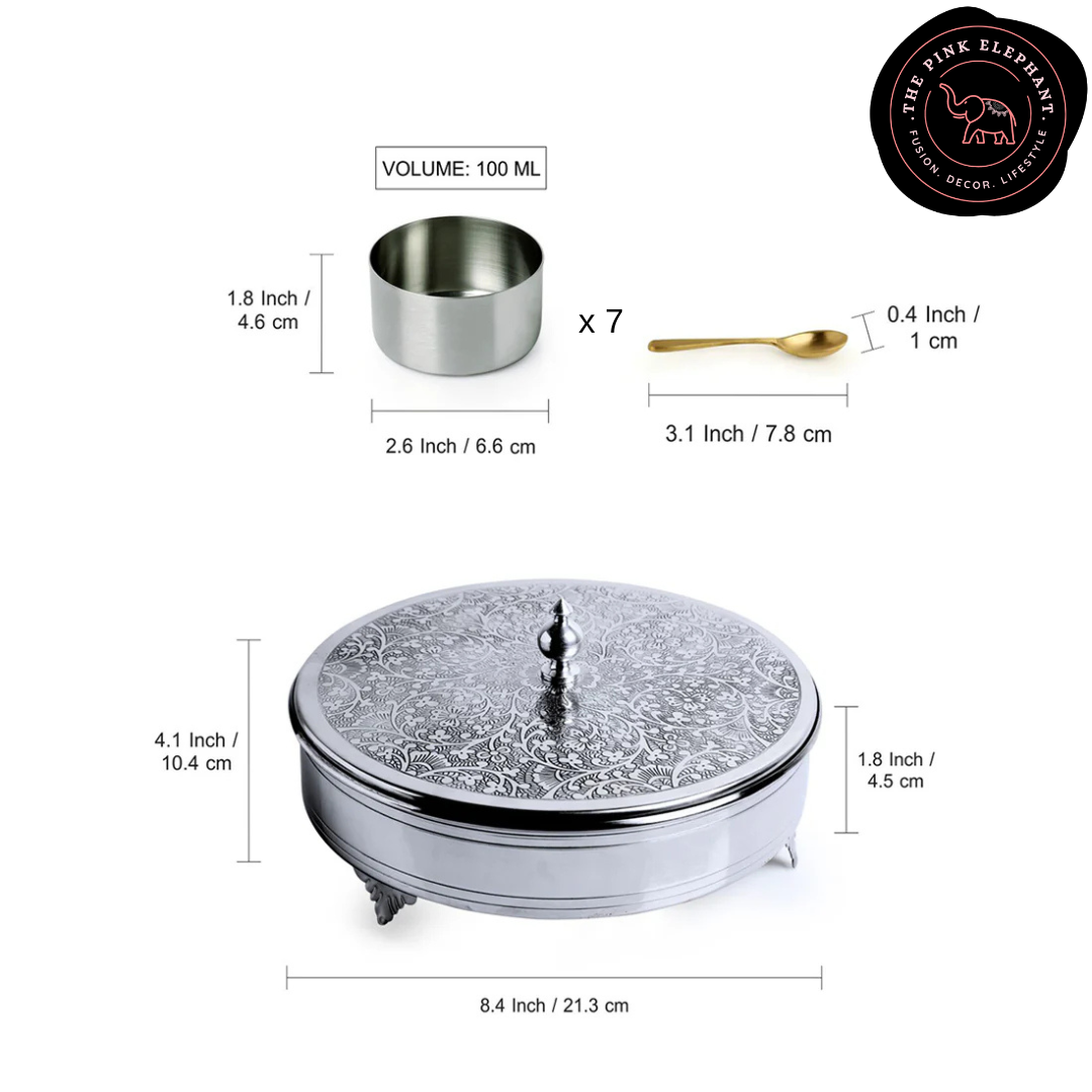 Silver Stainless Steel Spice Box