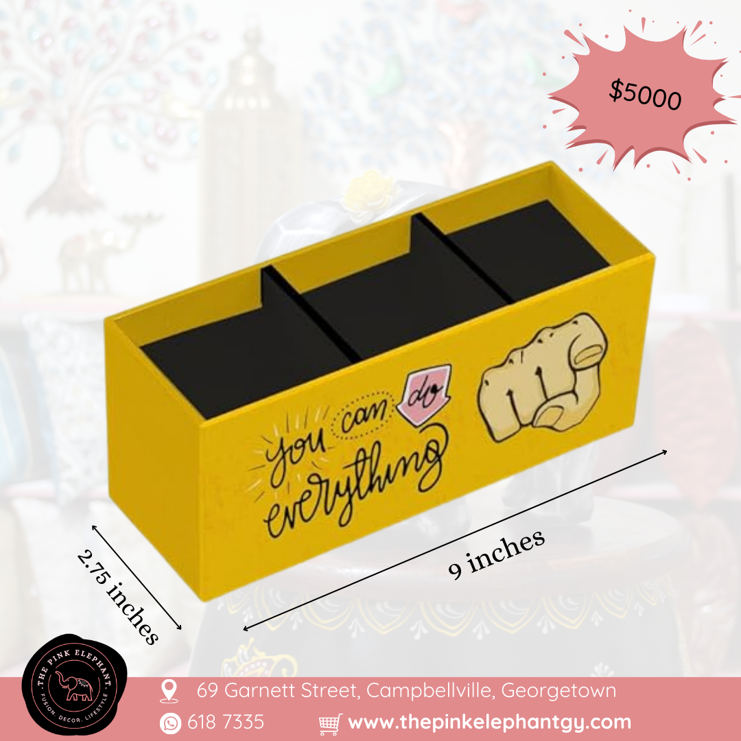 Yellow Three Section Desk Organiser