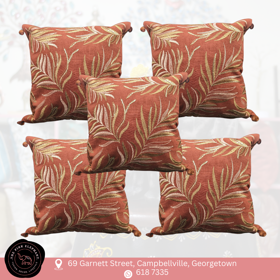 Copper Brown Embroidery Cushion Cover