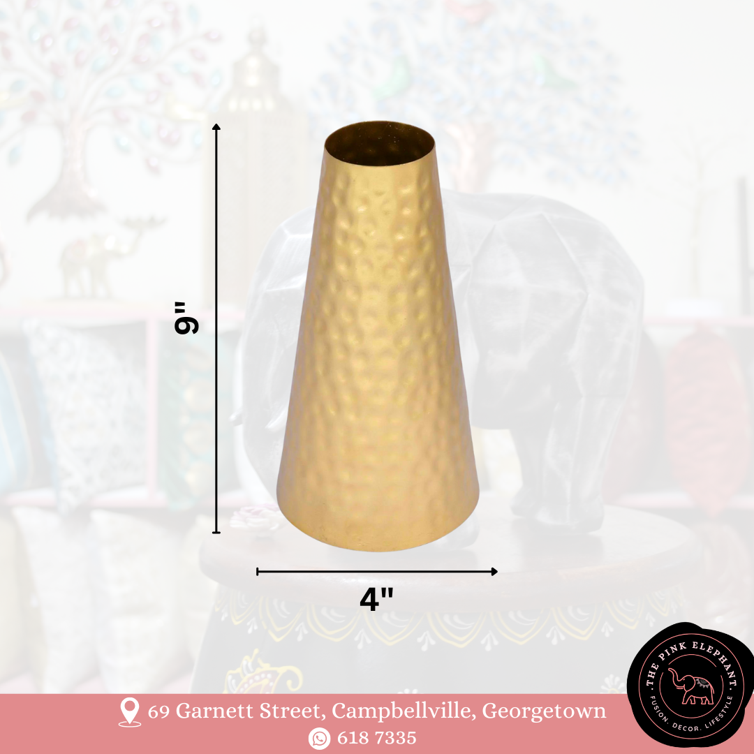 Decorative Golden Hammered Metal Vase