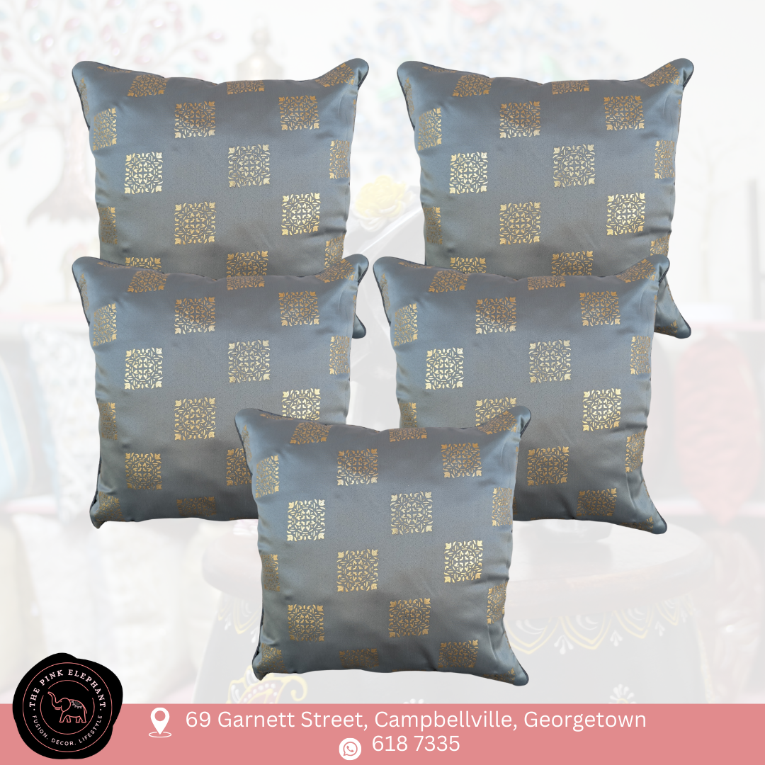 Grey & Gold Foil Squares Cushion Cover