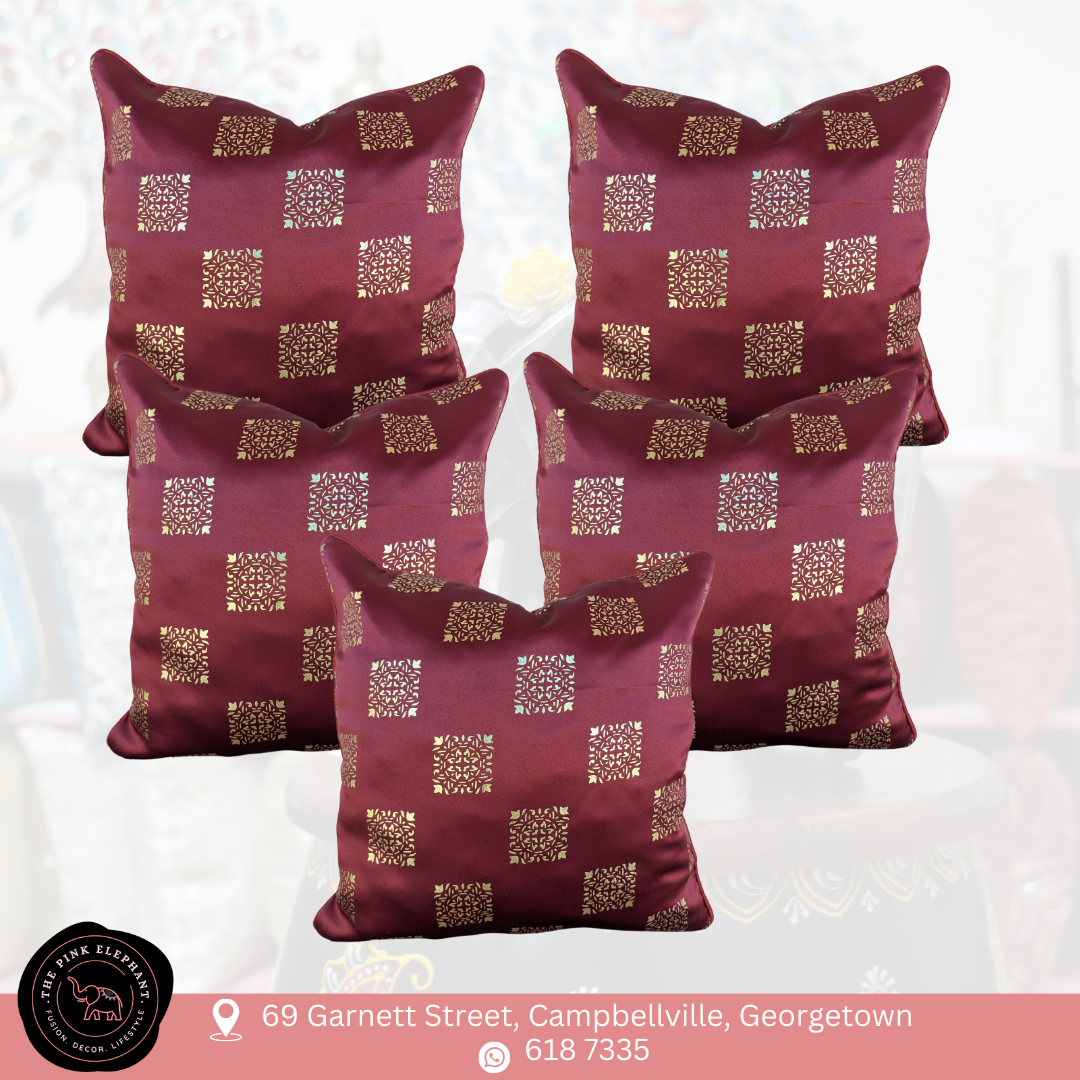 Red & Gold Foil Squares Cushion Cover