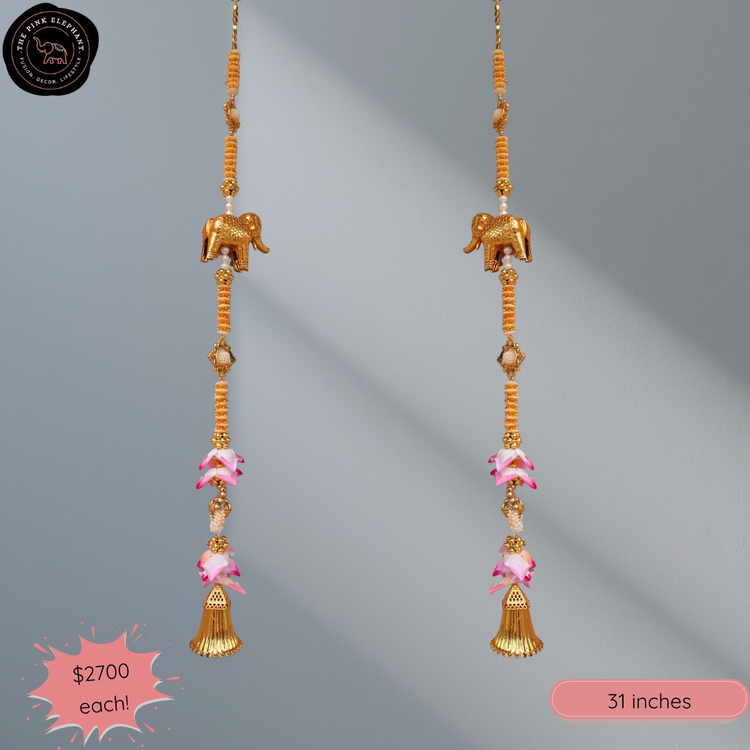 Gold Elephant Rose Hanging - 3519