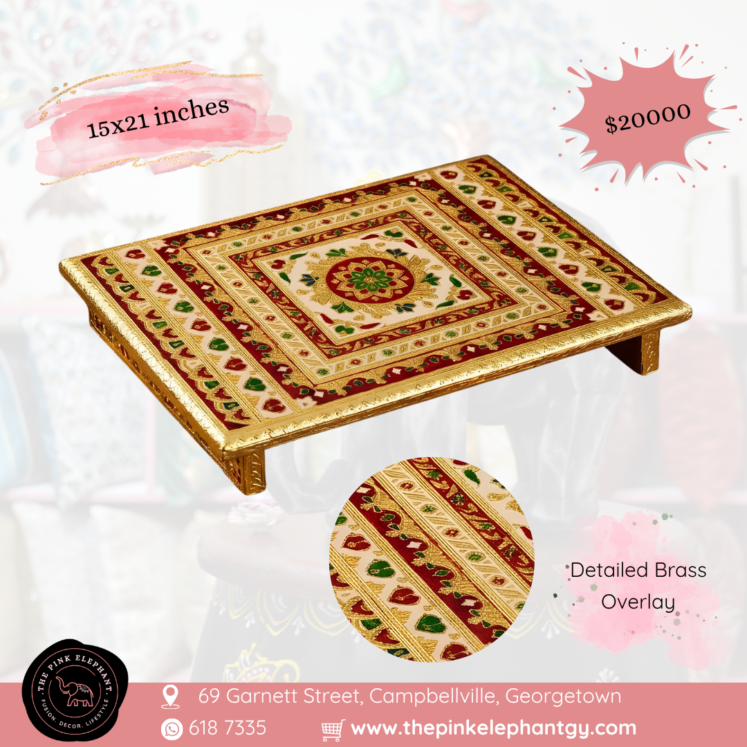 Patla Rajwadi Puja Table Chowki 15"x21"