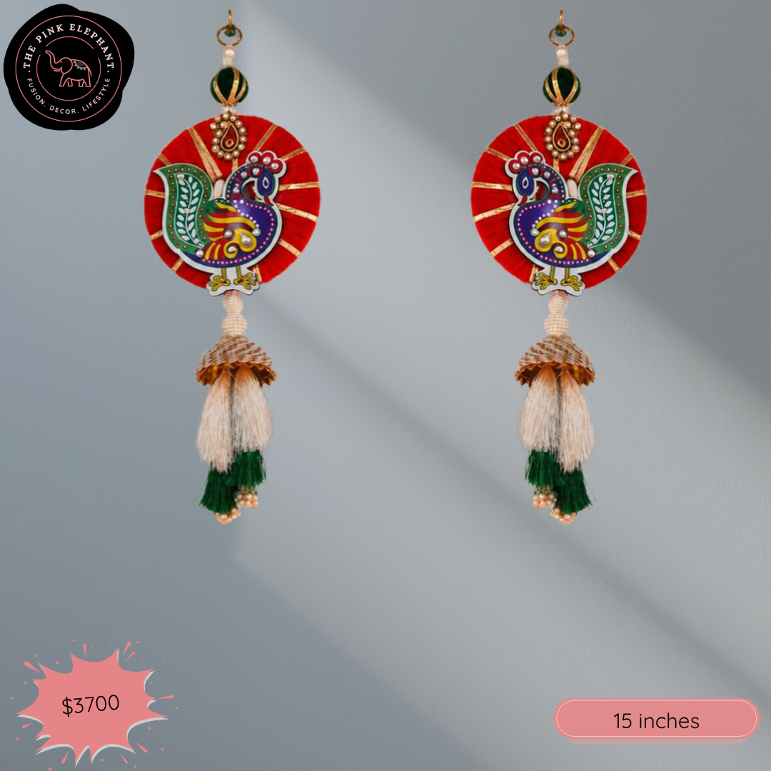 Red Peacock Rising Hanging Pair - 4575