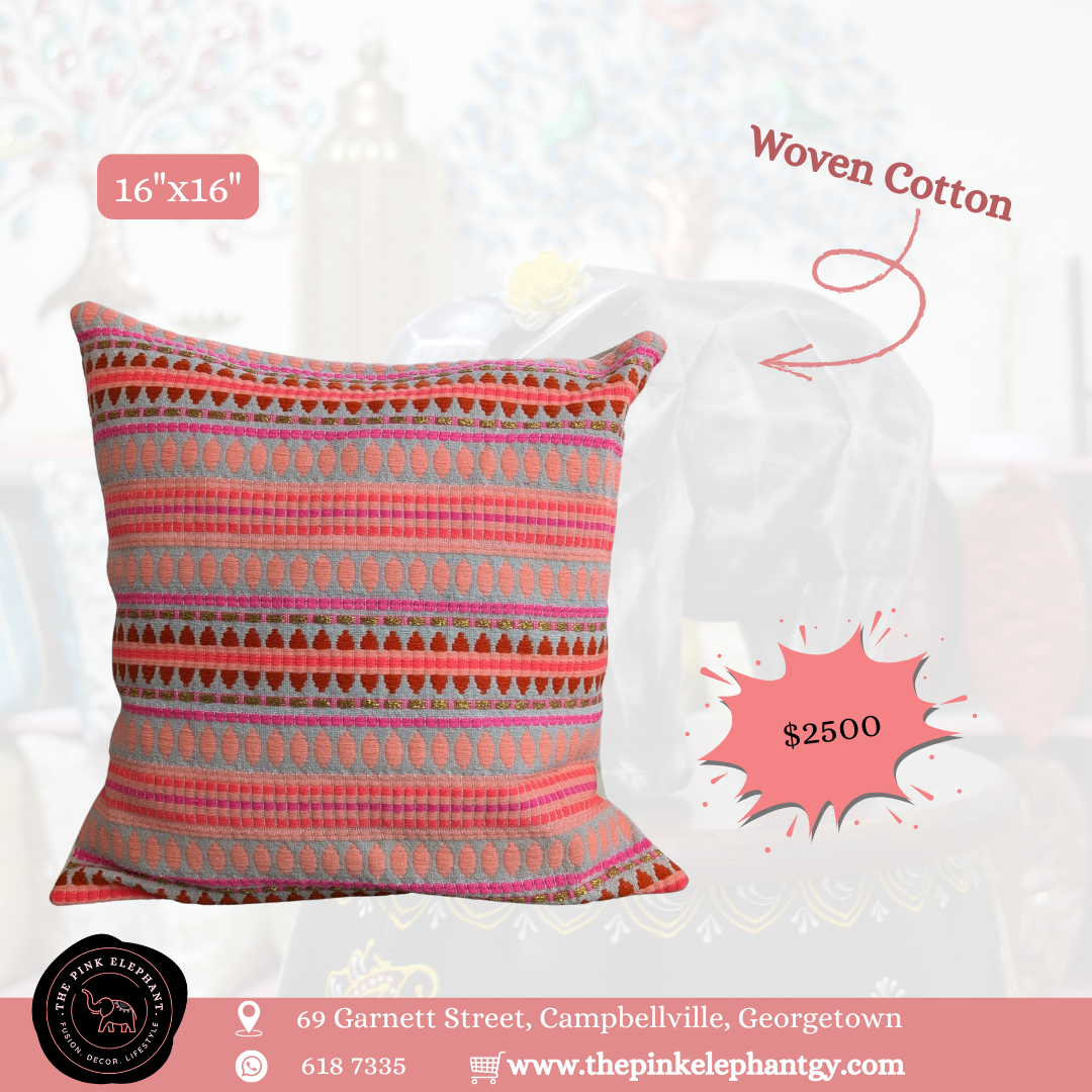 Jacquard Neon Pink and Orange Cushion Cover