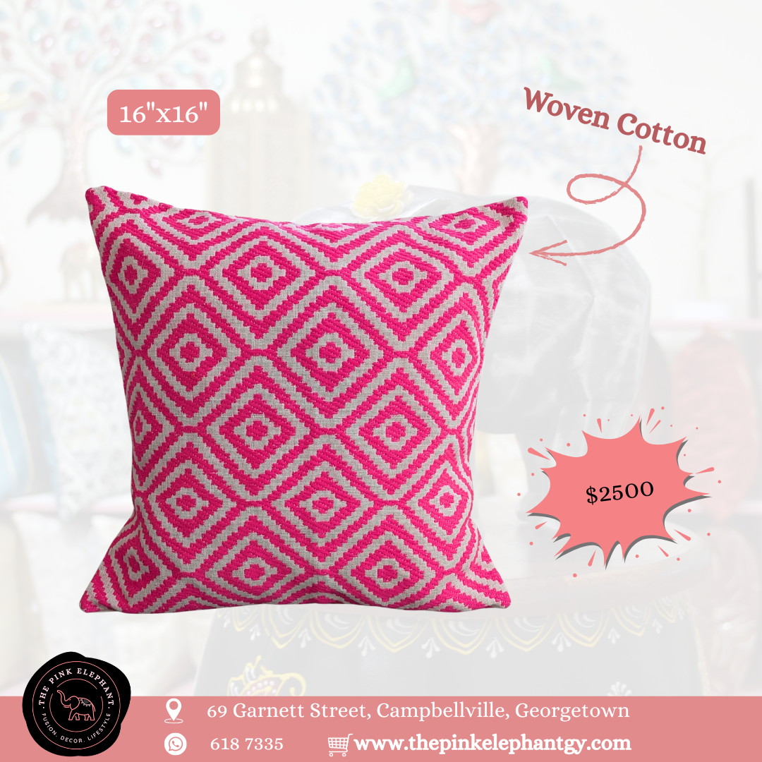 Jacquard Pink Diamond Cushion Cover