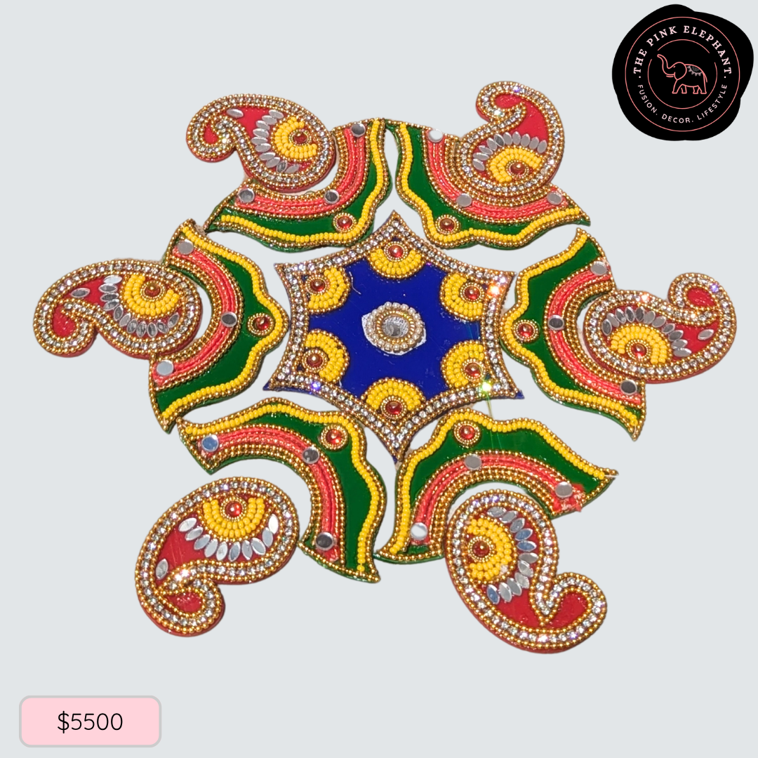 Paisley Flower Acrylic Rangoli 8" 24-20