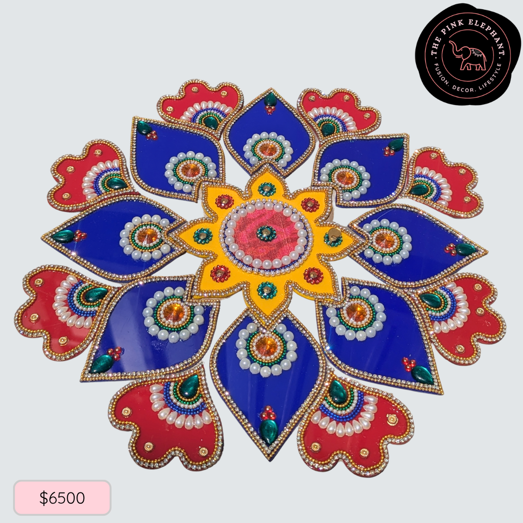 Blue Flower Petal Acrylic Rangoli 12" 25-10