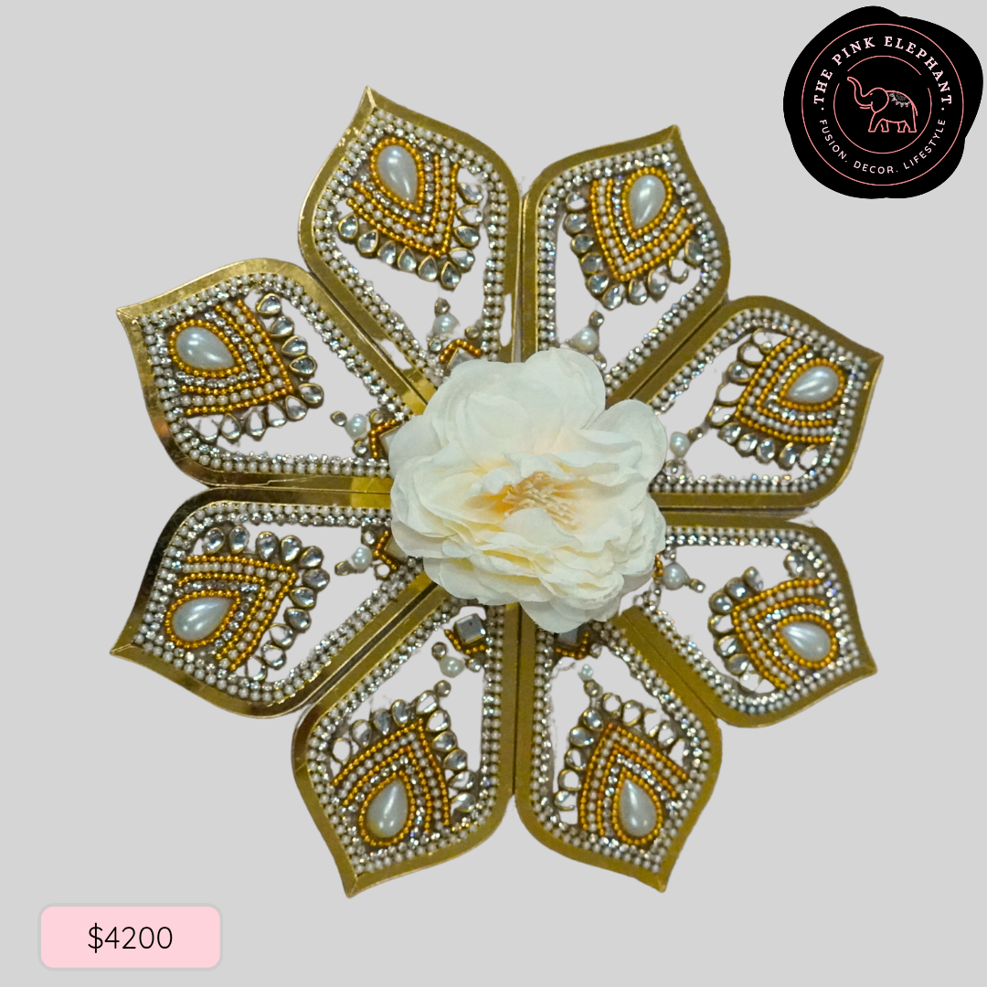 White Flower Acrylic Rangoli 8" 25-24