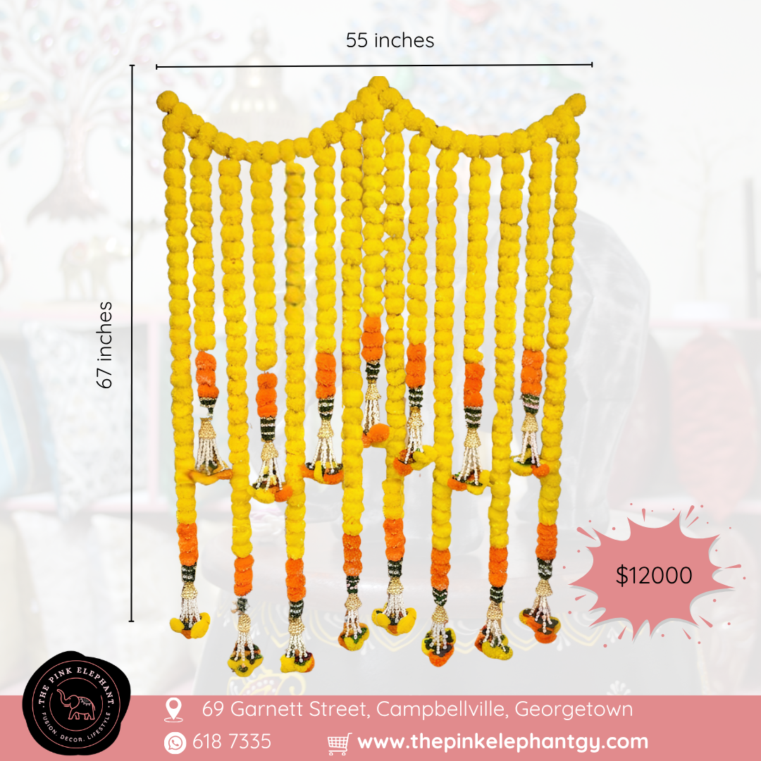 Yellow Marigold Green Door Backdrop Toran 6009 - 6ft
