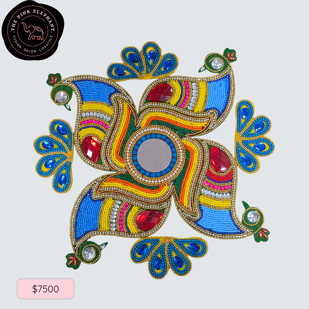 Blue Peacock Acrylic Rangoli 12" 25-08