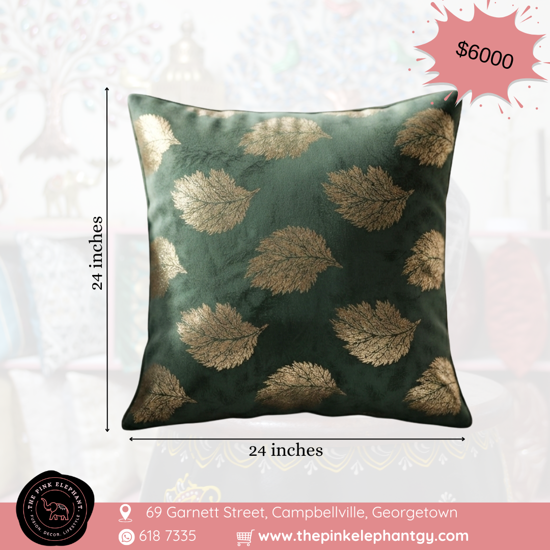 Golden Leaf Velvet Cushion Cover Set