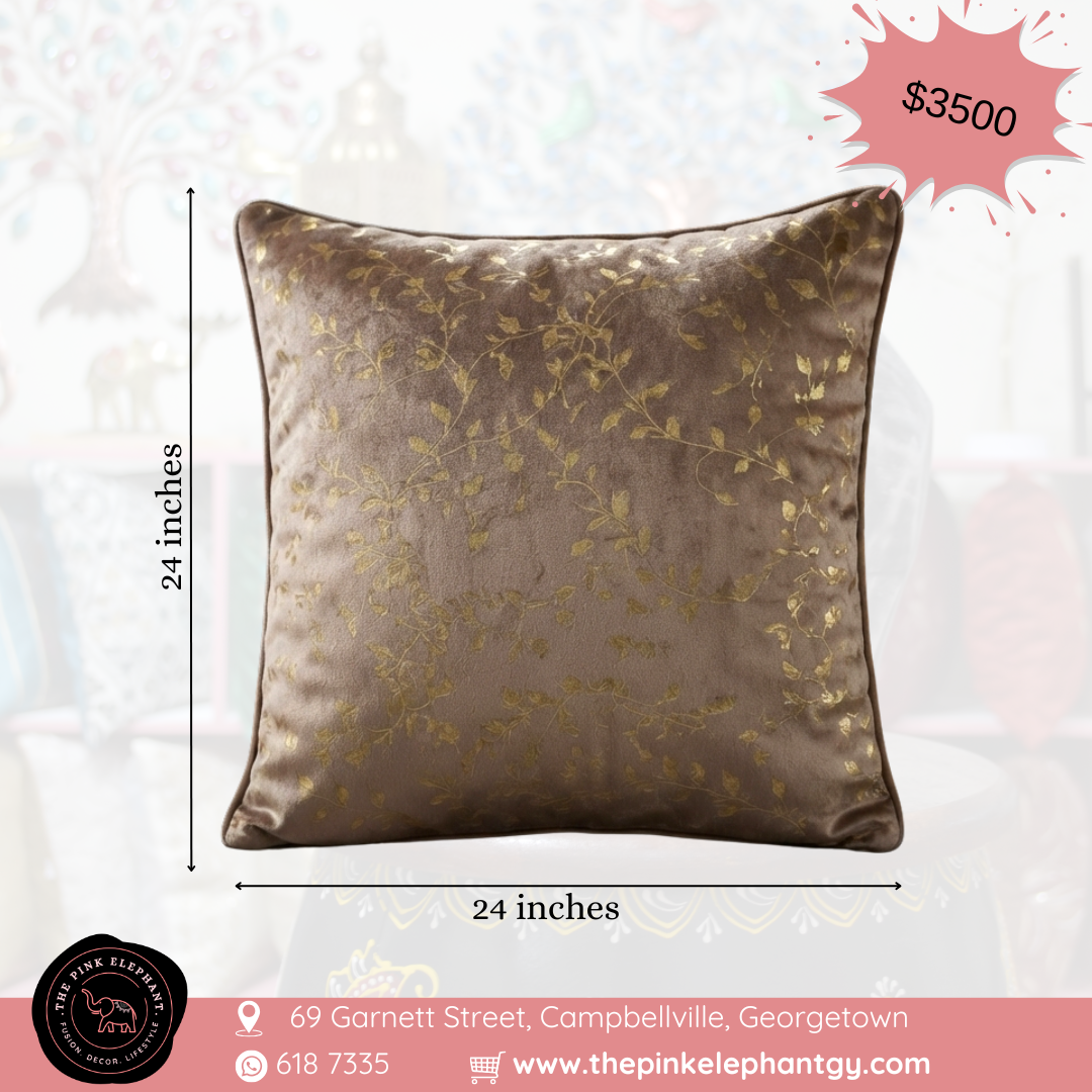 Brown and Gold Leaf Cushion Covers-24''