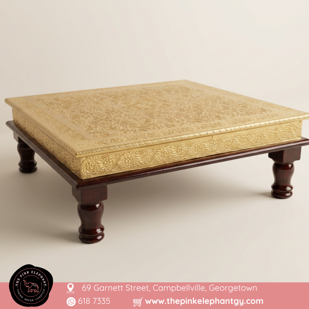 Brass Fitted Puja Table Chowki 18"
