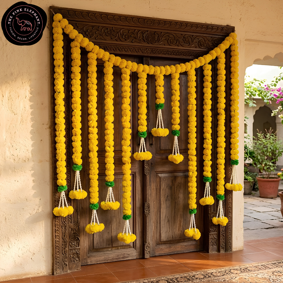 Yellow Marigold Green Door Backdrop Toran 6009 - 5.5ft