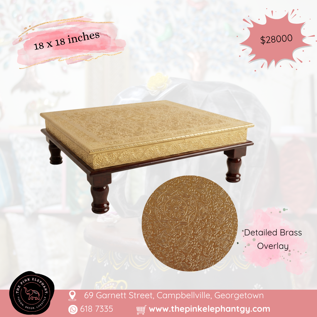Brass Fitted Puja Table Chowki 18"